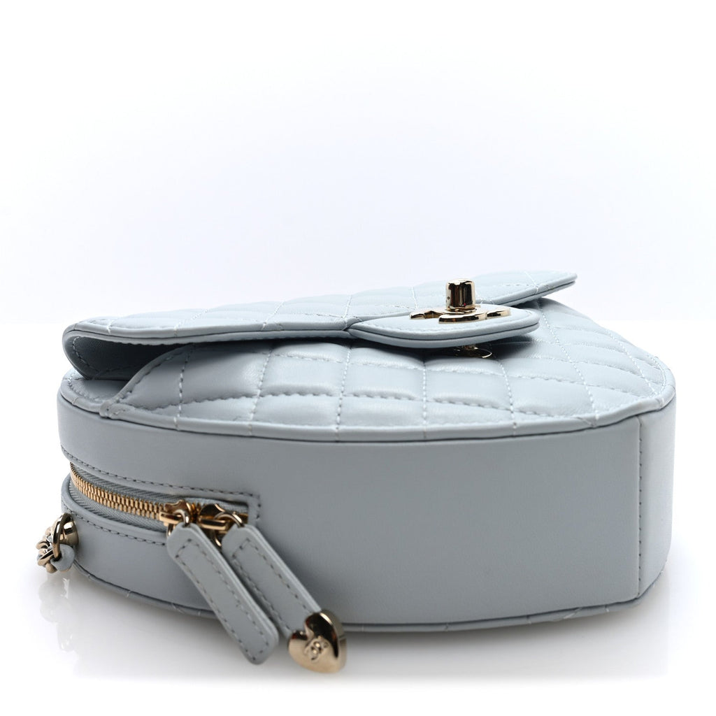 Lambskin Quilted Large CC In Love Heart Bag Light Blue