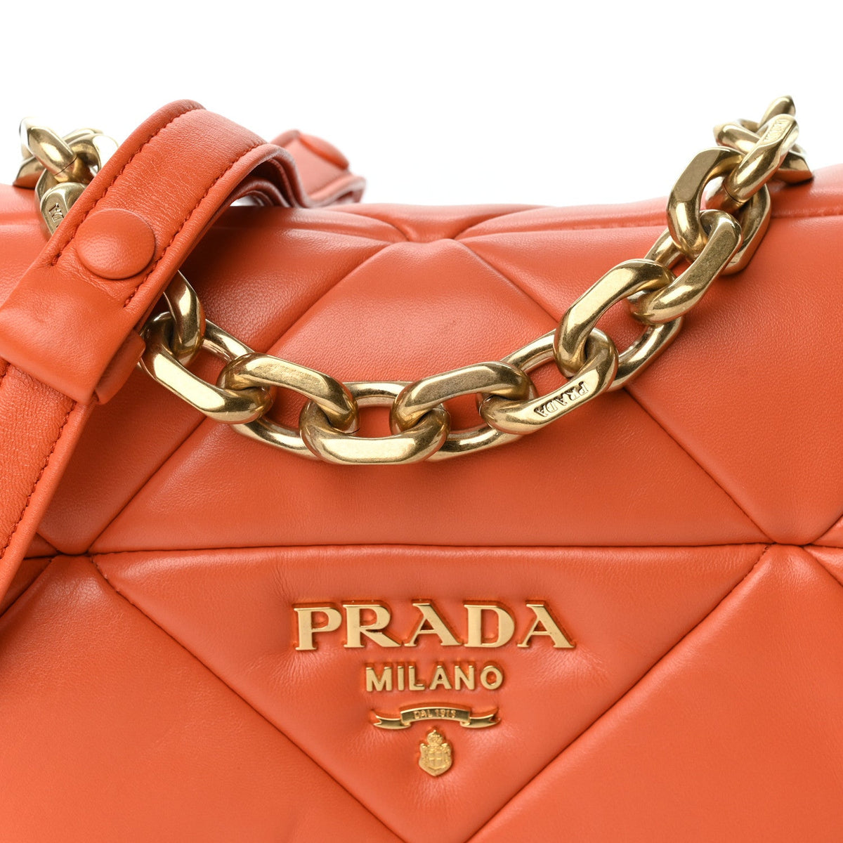 Nappa Metal Quilted Small Patchwork System Flap Bag Arancio