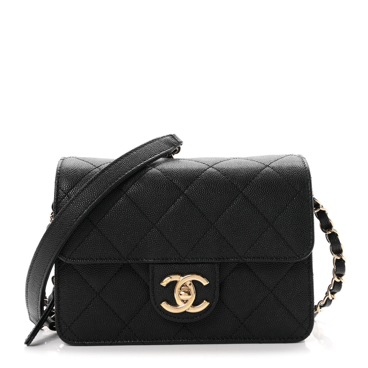 Caviar Quilted Like A Wallet Flap Black