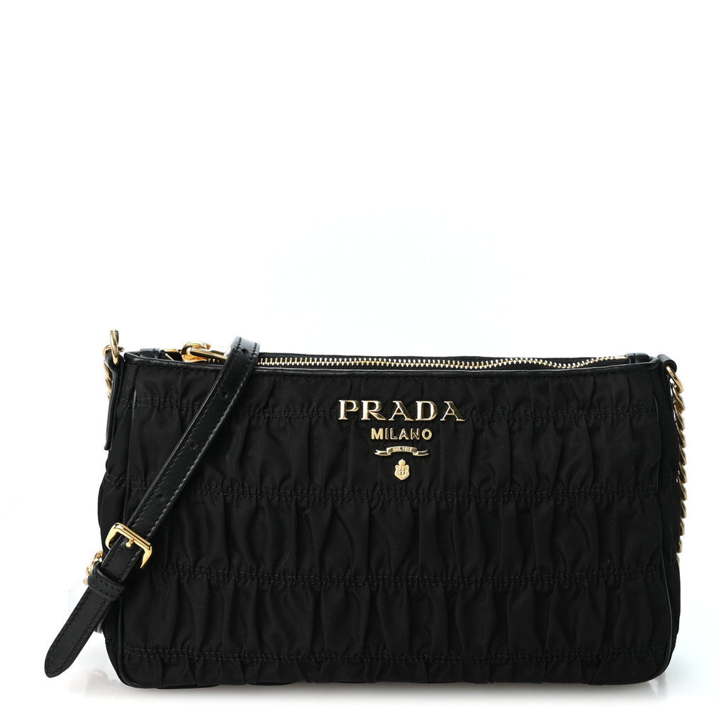 Tessuto Nylon Gaufre Shoulder Bag Black