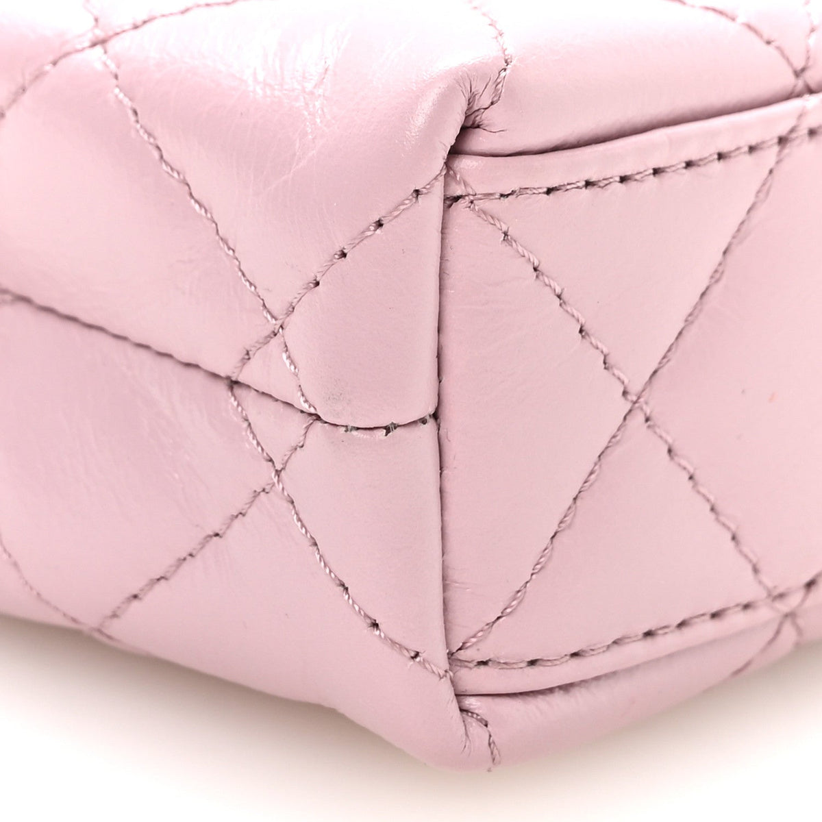Shiny Aged Calfskin Quilted Mini Nano Kelly Shopper Pink