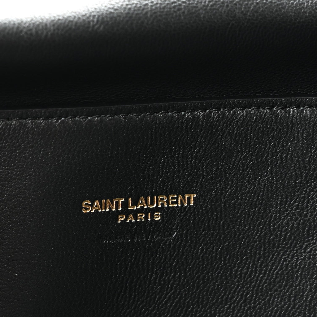 Smooth Calfskin Suede Medium Reversible Monogram Kate Satchel Black