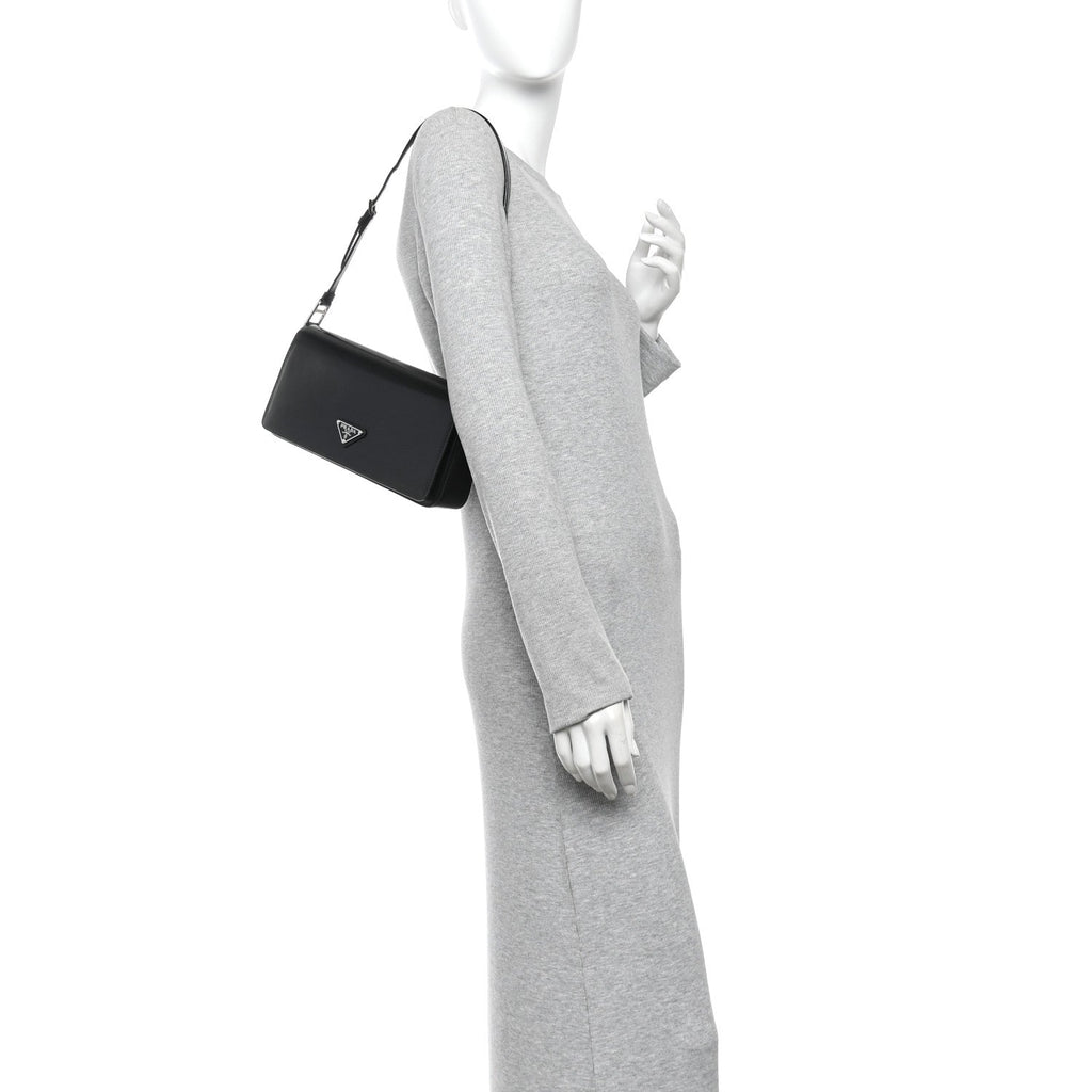Spazzolato Femme Flap Shoulder Bag Black