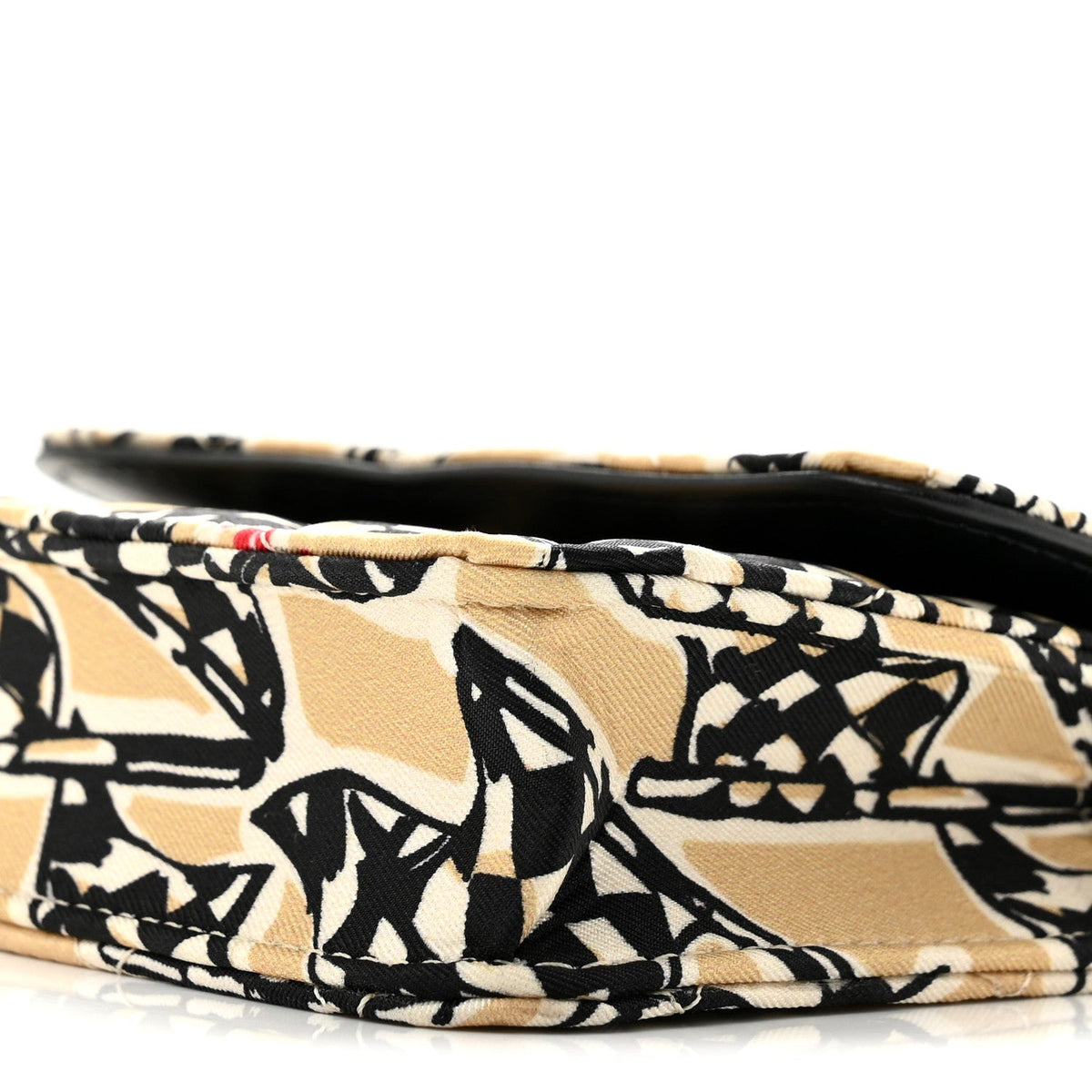 Canvas Check Flag Printed CC Clutch With Chain Beige Multicolor