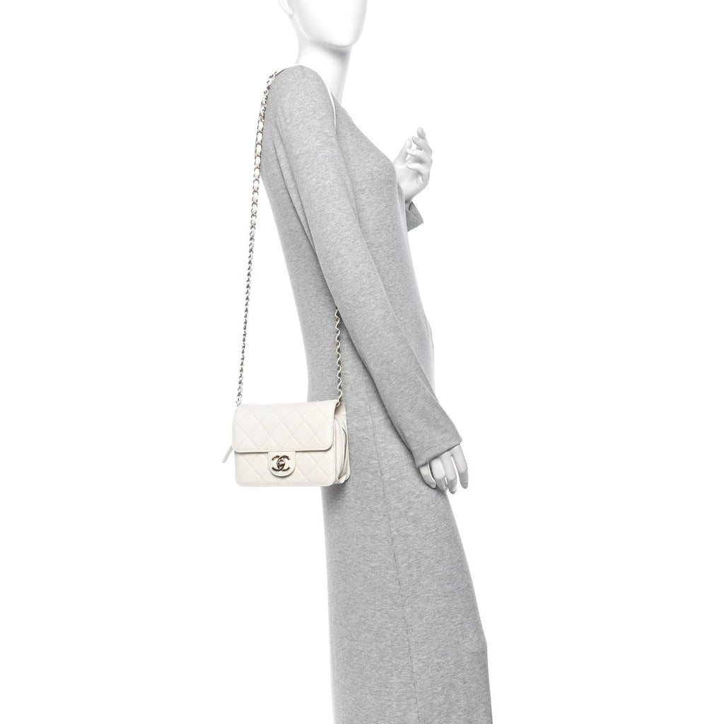 Caviar Quilted Like A Wallet Flap White