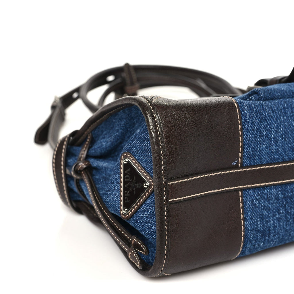 Denim Buffalo Triangle Medium Bonnie Shoulder Bag  Blue Caffe