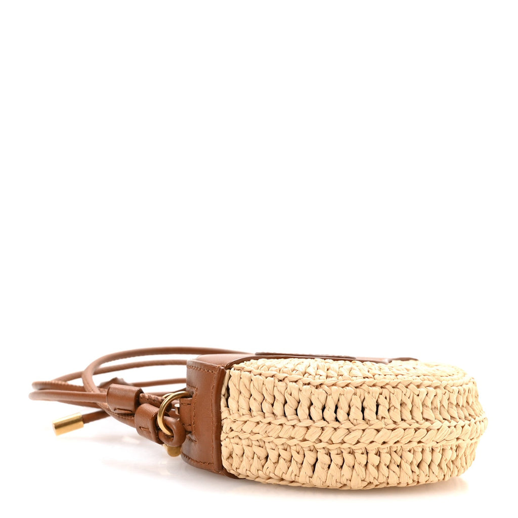 Raffia Round Camera Bag Beige Naturel