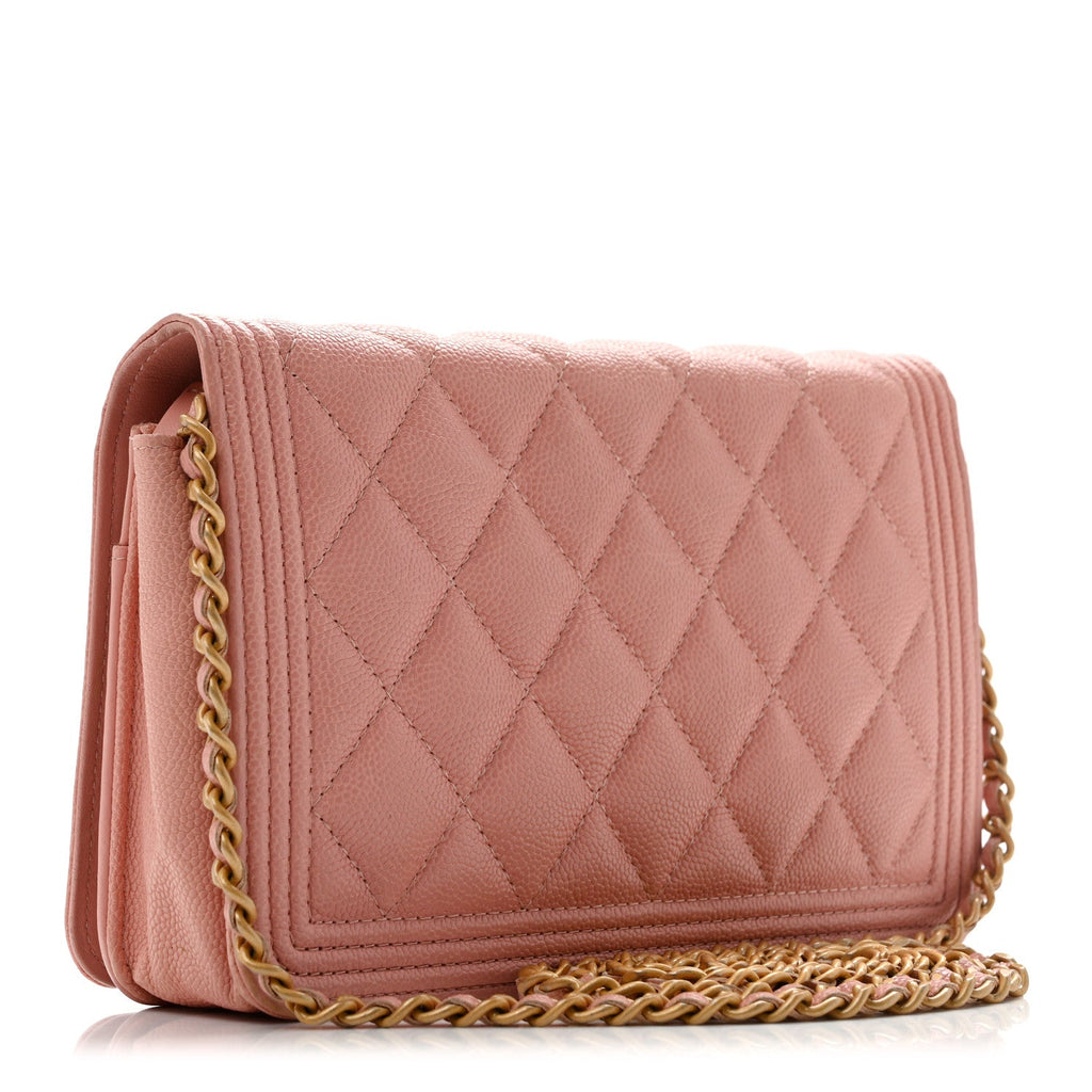 Caviar Quilted Boy Wallet On Chain WOC Pink