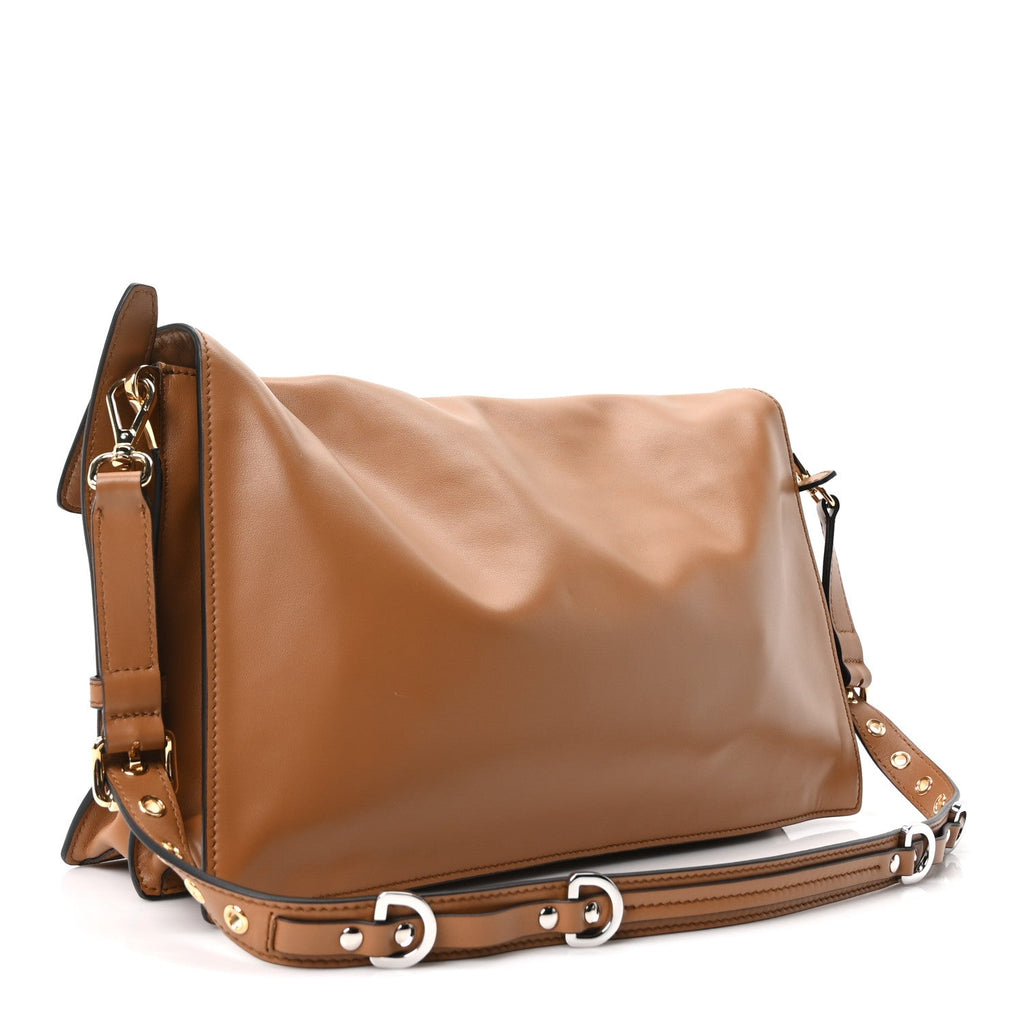 Calfskin Large Soft Sound Shoulder Bag Camel