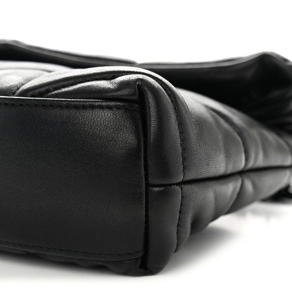 Lambskin Quilted Toy Loulou Puffer Monogram Monochrome Chain Satchel Black