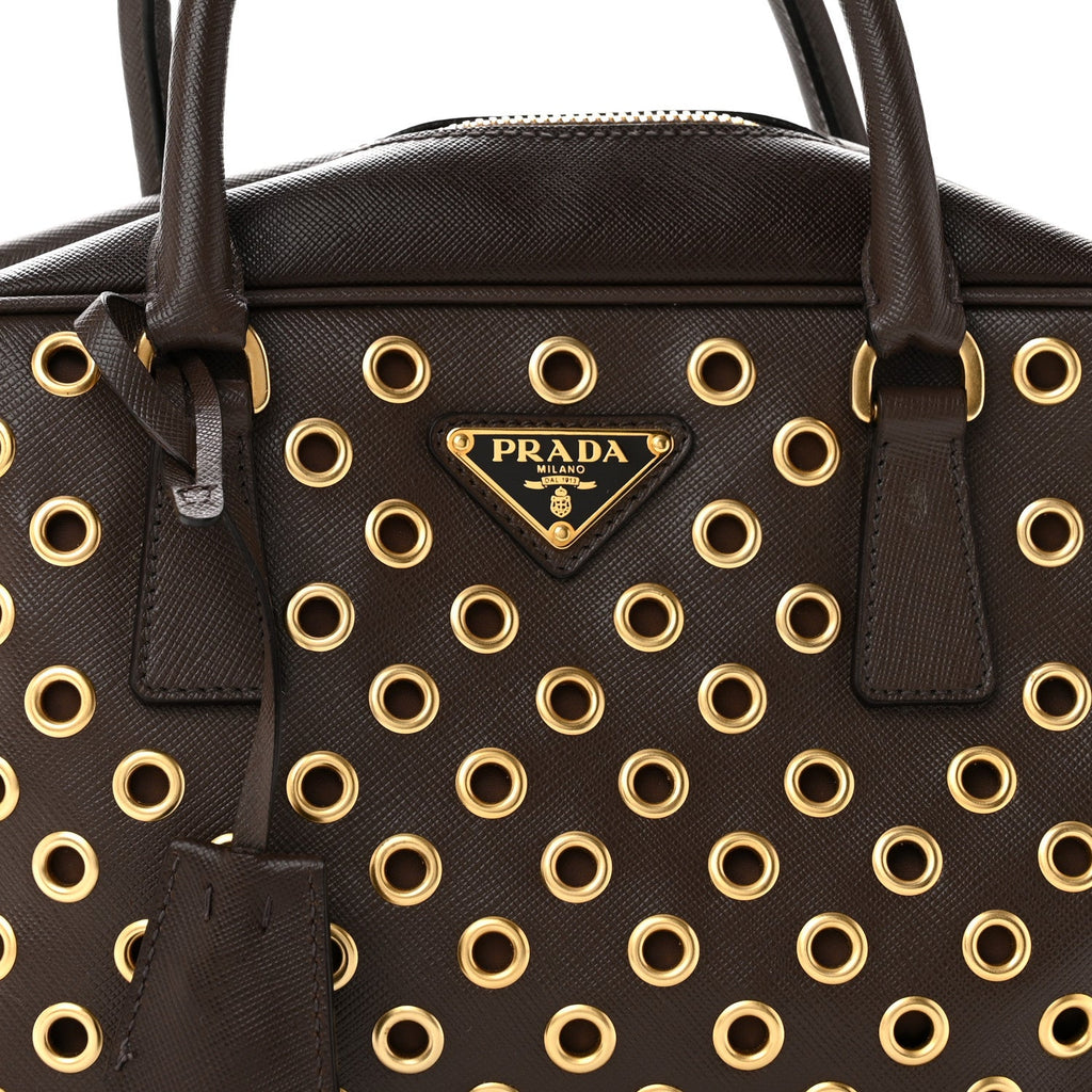 Saffiano Grommets Bowler Caffe