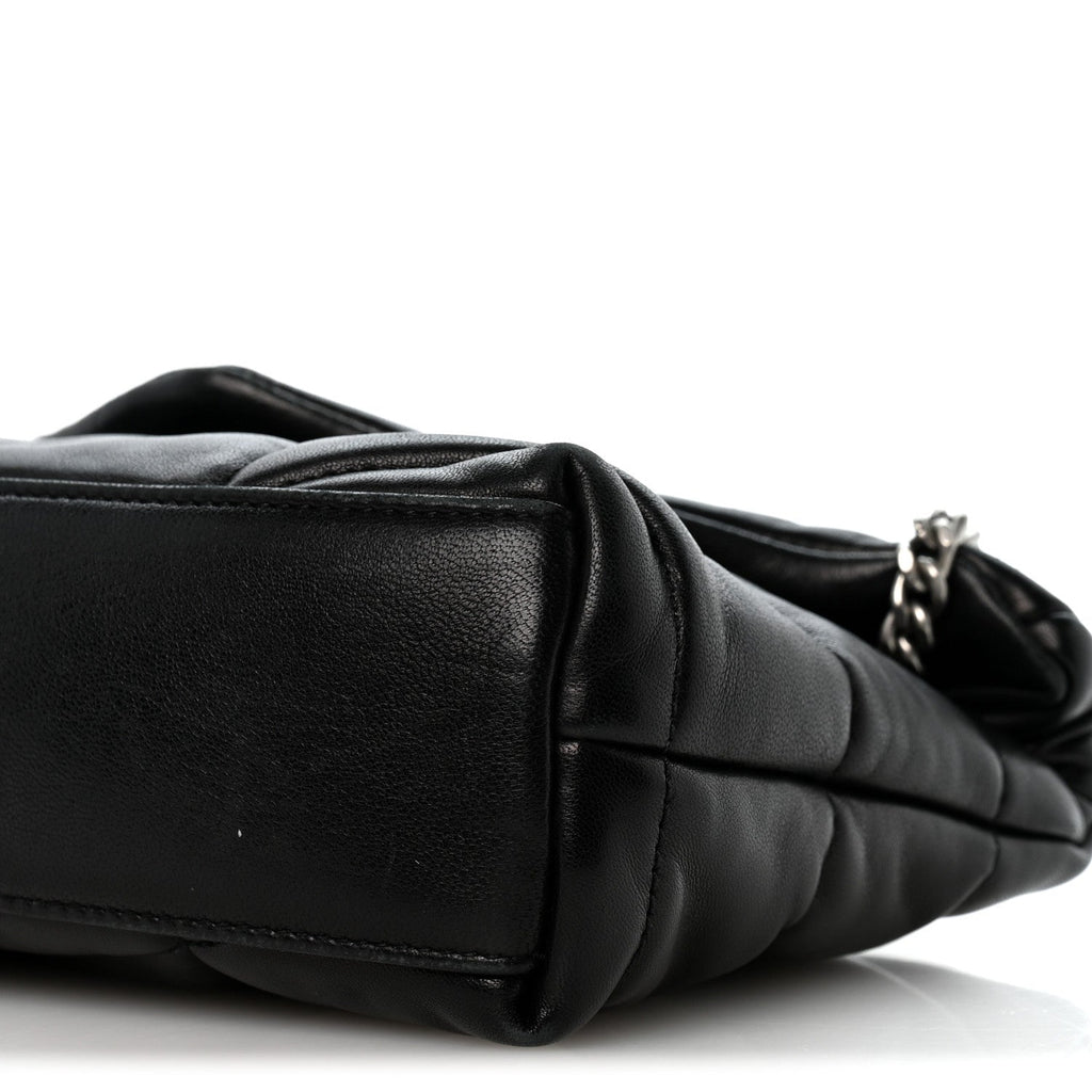 Lambskin Quilted Toy Loulou Puffer Monogram Chain Satchel Black