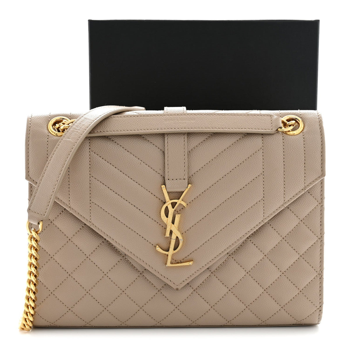 Grain De Poudre Textured Mixed Matelasse Medium Triquilt Monogram Satchel Dark Latte