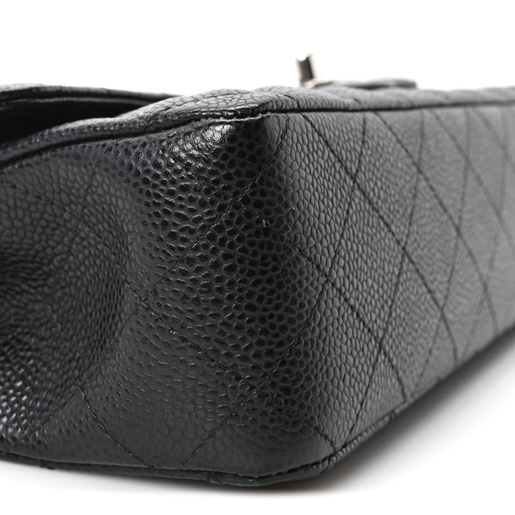 Caviar Quilted Medium Double Flap Black