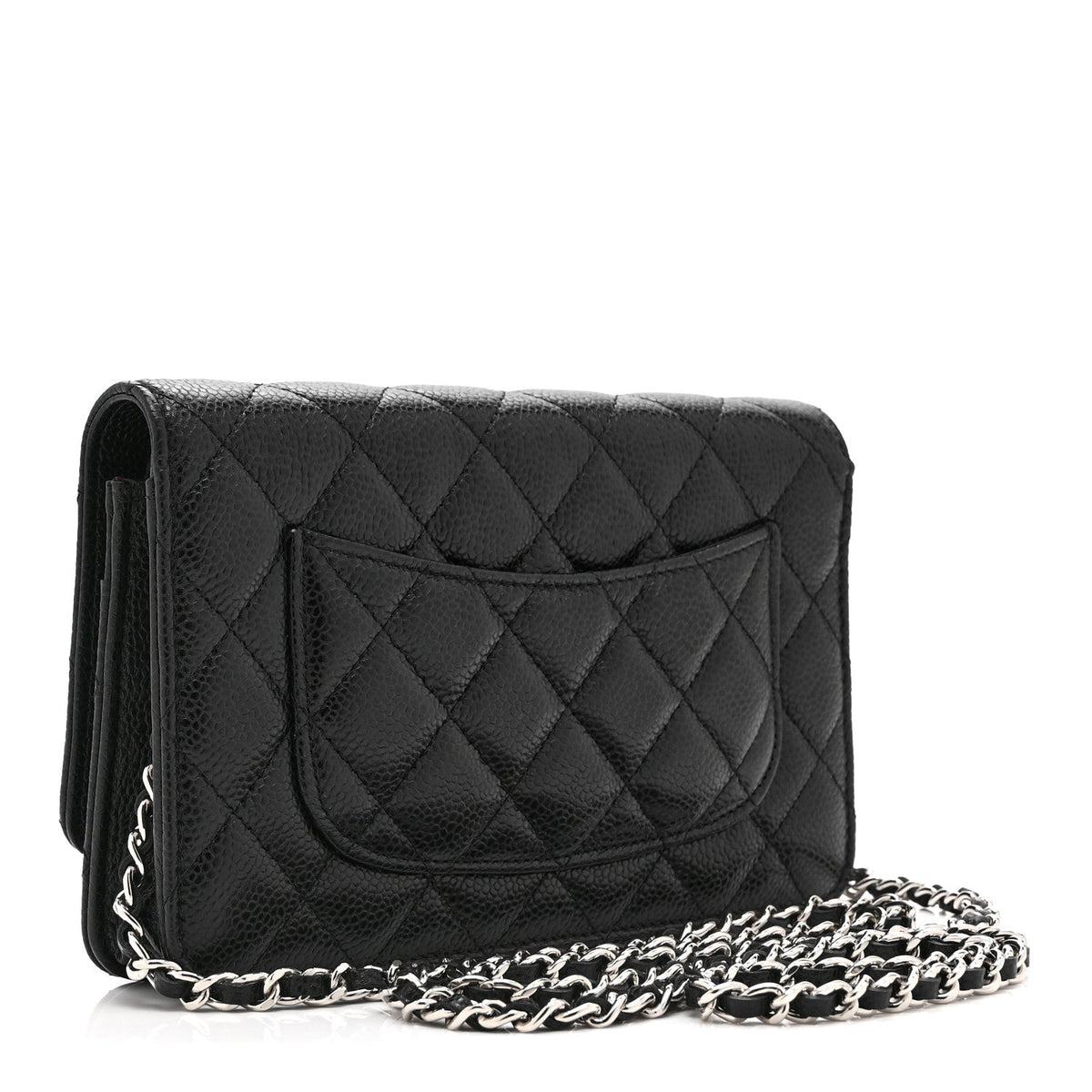 Caviar Quilted Wallet on Chain WOC Black