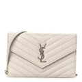 Grain De Poudre Matelasse Chevron Monogram Envelope Chain Wallet Optical White