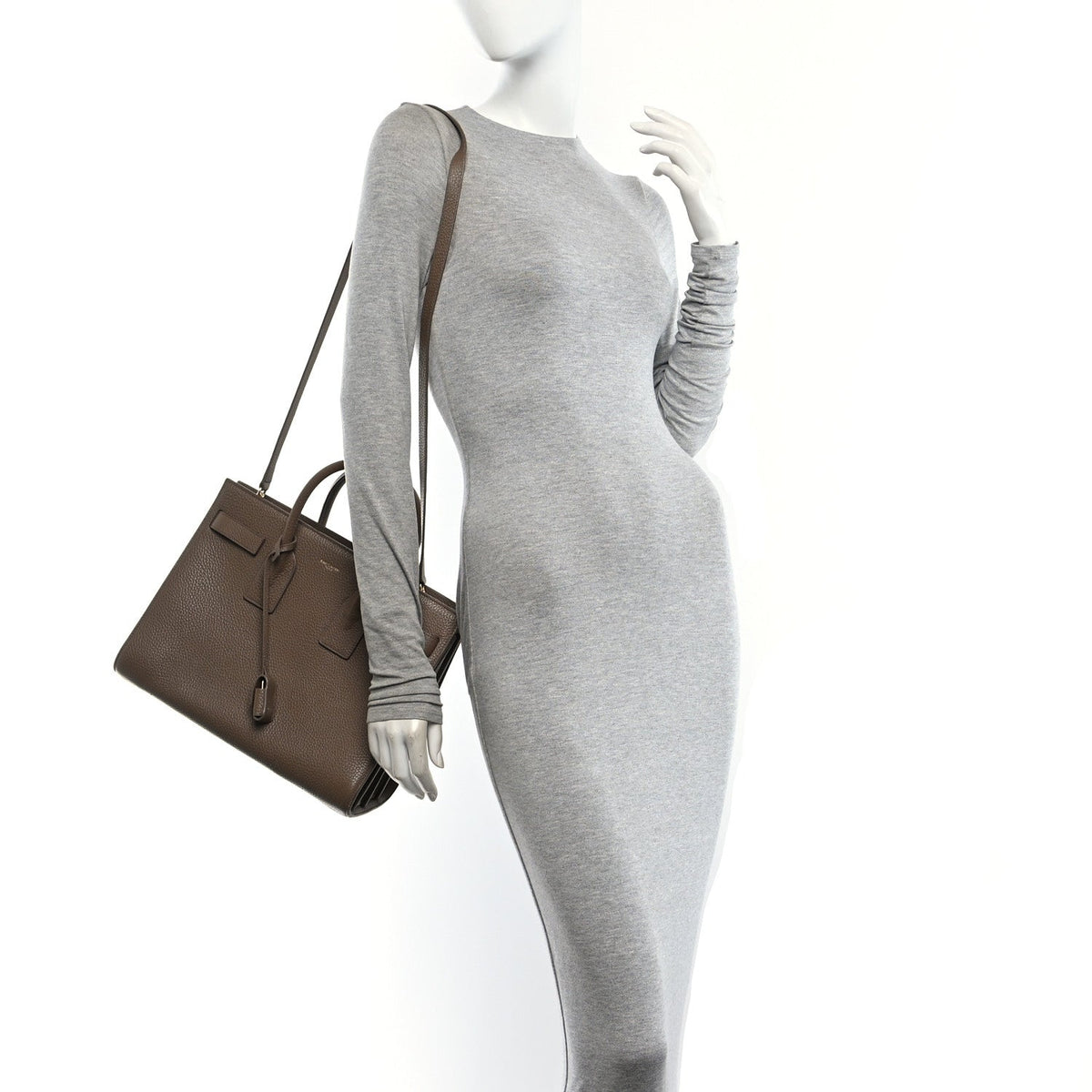 Grained Calfskin Small Sac De Jour Taupe