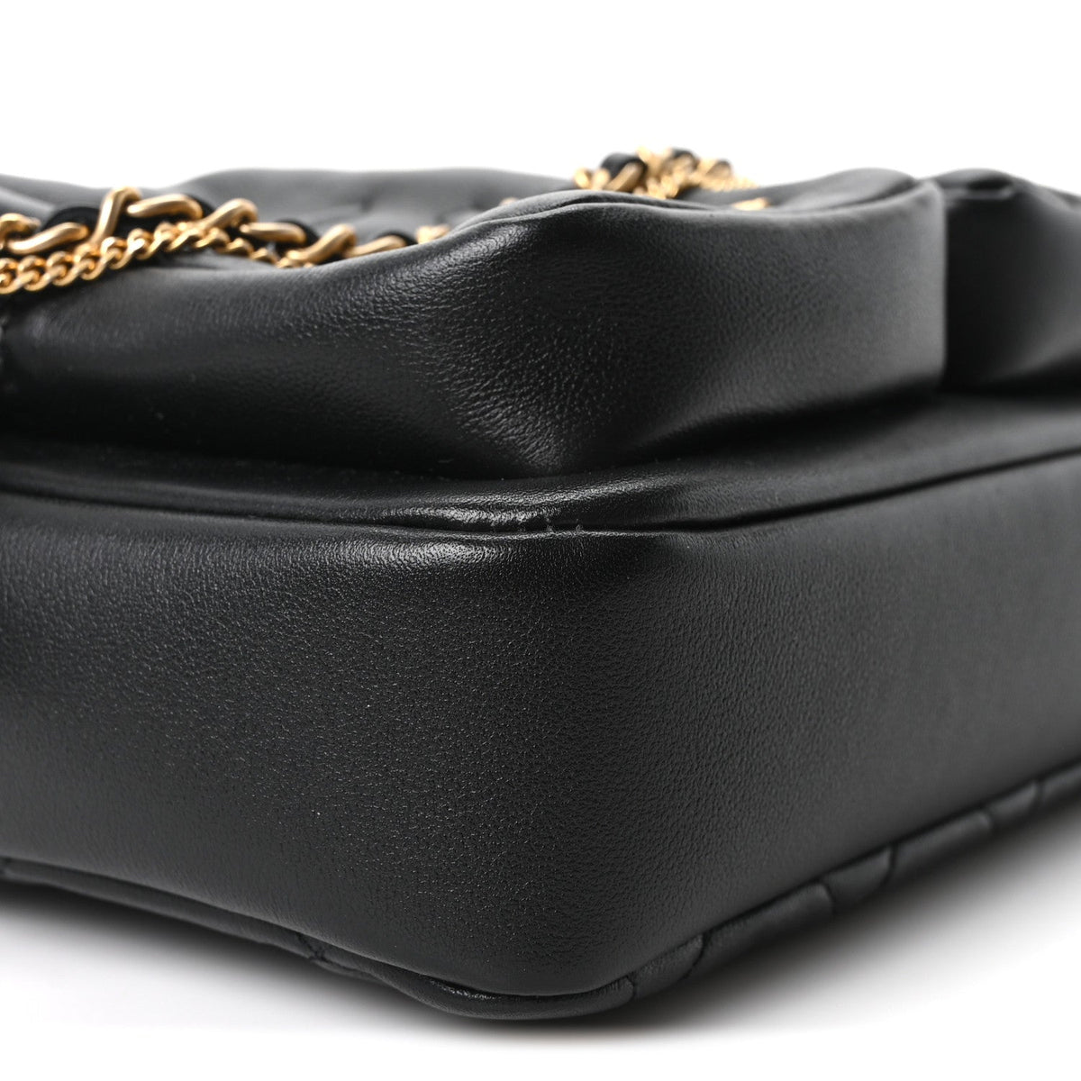 Calfskin Quilted Large Camera Case Black