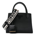 Saffiano Cuir Calfskin Small Monochrome Top Handle Tote Black