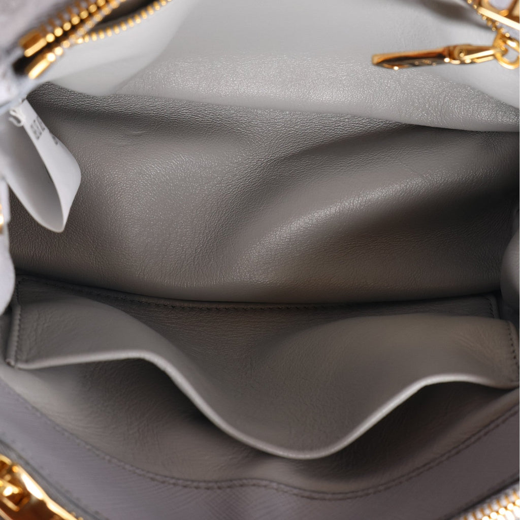 Montone Saffiano Mini Galleria Double Zip Tote Fiordaliso