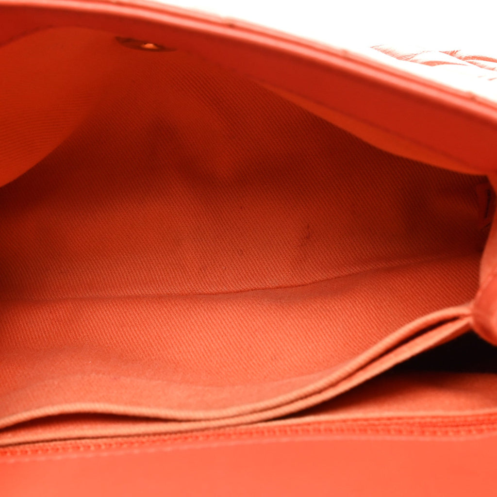 Aged Calfskin Chevron Quilted Mini Coco Handle Flap Orange