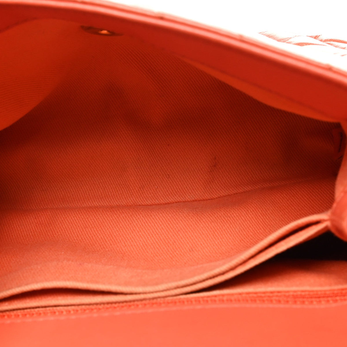 Aged Calfskin Chevron Quilted Mini Coco Handle Flap Orange