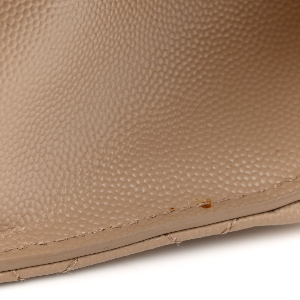Grain De Poudre Textured Mixed Matelasse Medium Triquilt Monogram Satchel Dark Beige