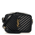 Patent Mixed Matelasse Triquilt Small Monogram Satchel Black