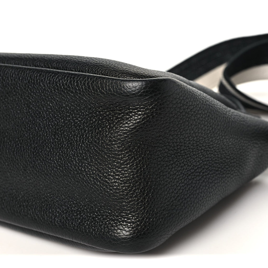 Vitello Daino Soft Mini Zippered Top Handle Bag Black