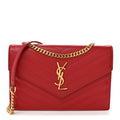 Grain De Poudre Matelasse Chevron Monogram Envelope Chain Wallet Rouge Eros