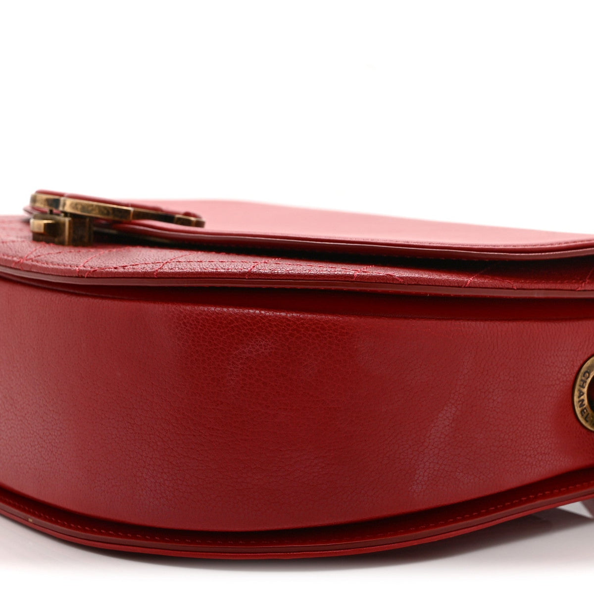 Shiny Calfskin Goatskin Quilted Small Coco Curve Messenger Flap Red