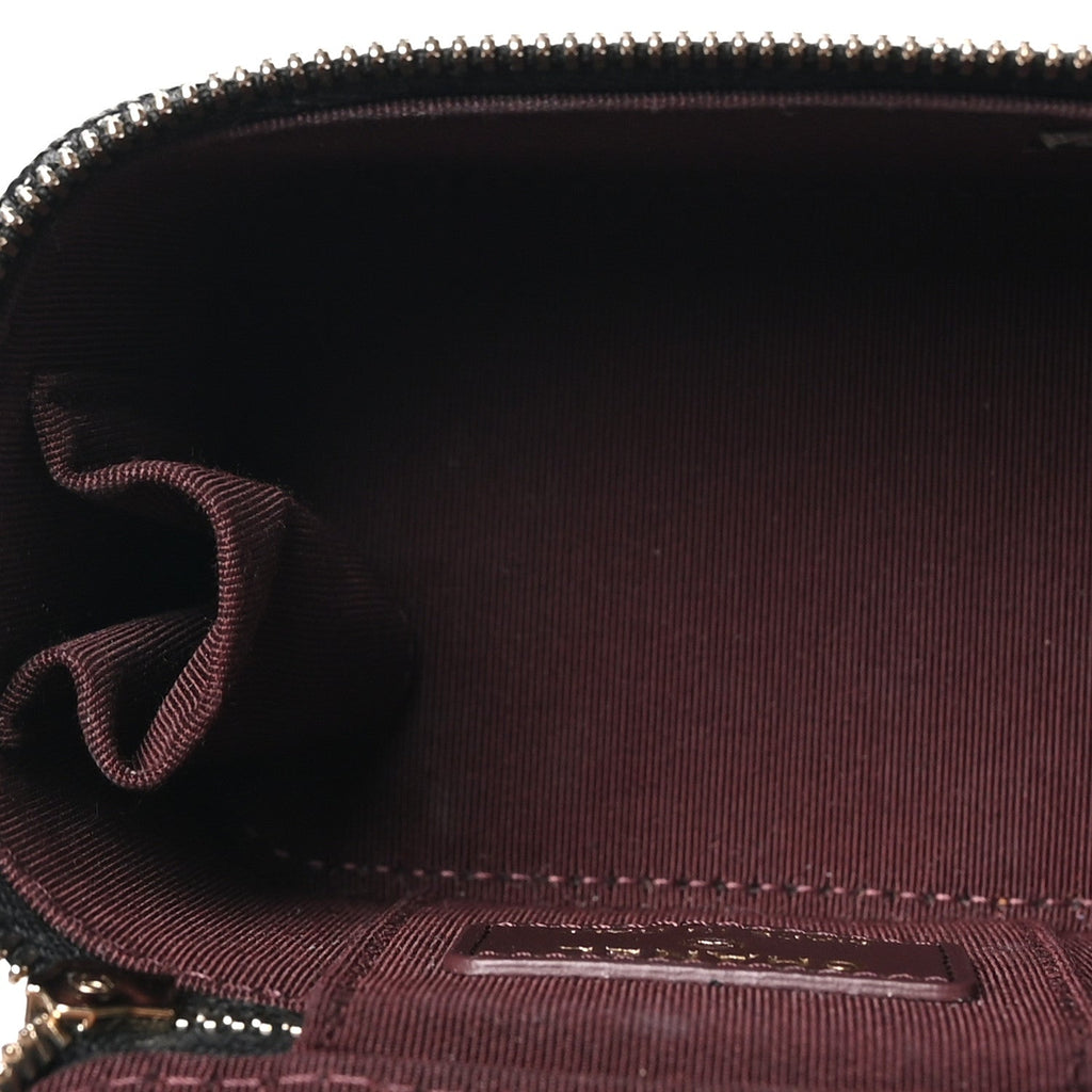 Caviar Quilted Mini Vanity Case With Chain Black