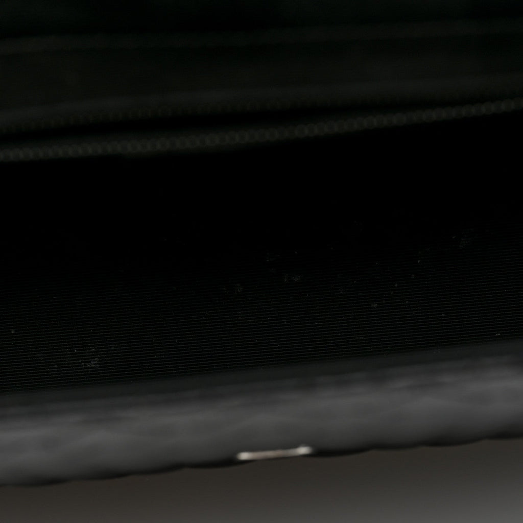 Grain De Poudre Textured Mixed Matelasse Large Triquilt Monogram Monochrome Satchel Black