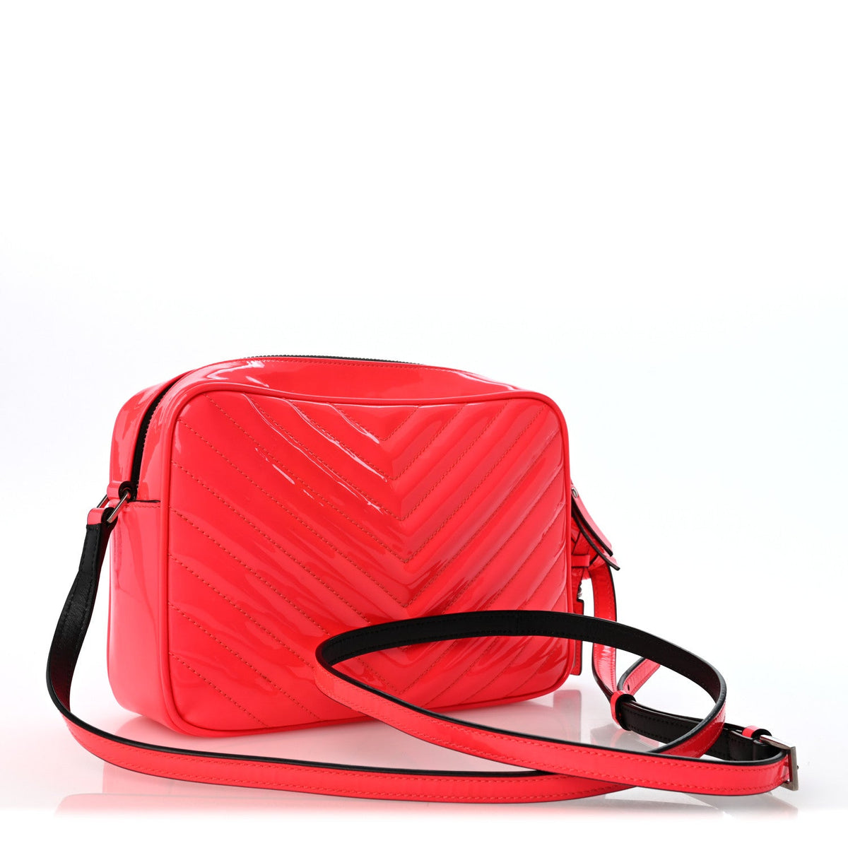 Patent Calfskin Matelasse Monogram Lou Camera Bag Neon Pink