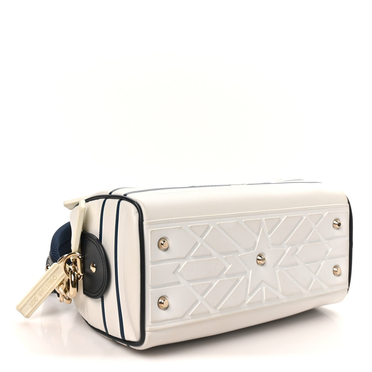 Calfskin Small Dior Vibe Zip Bowling Bag White
