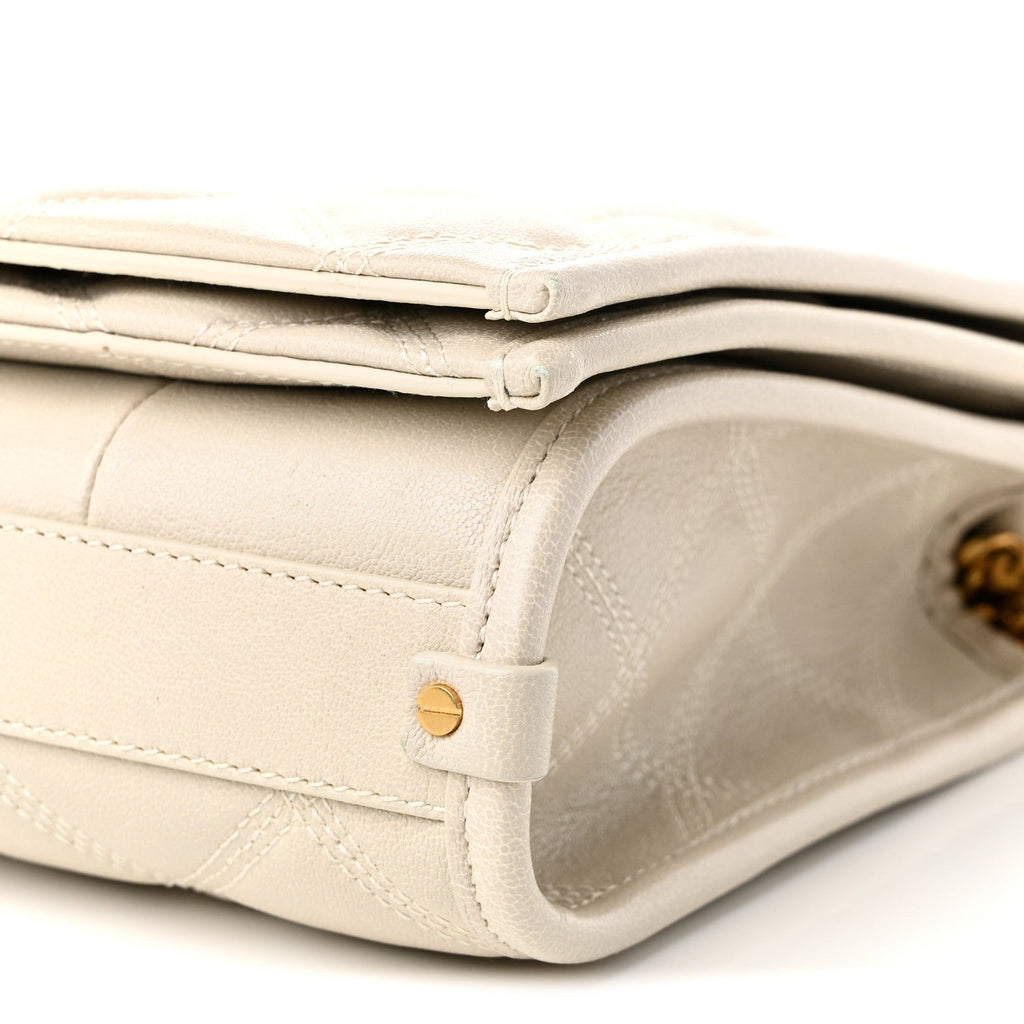 Lambskin Quilted Mini Becky Chain Bag Crema Soft