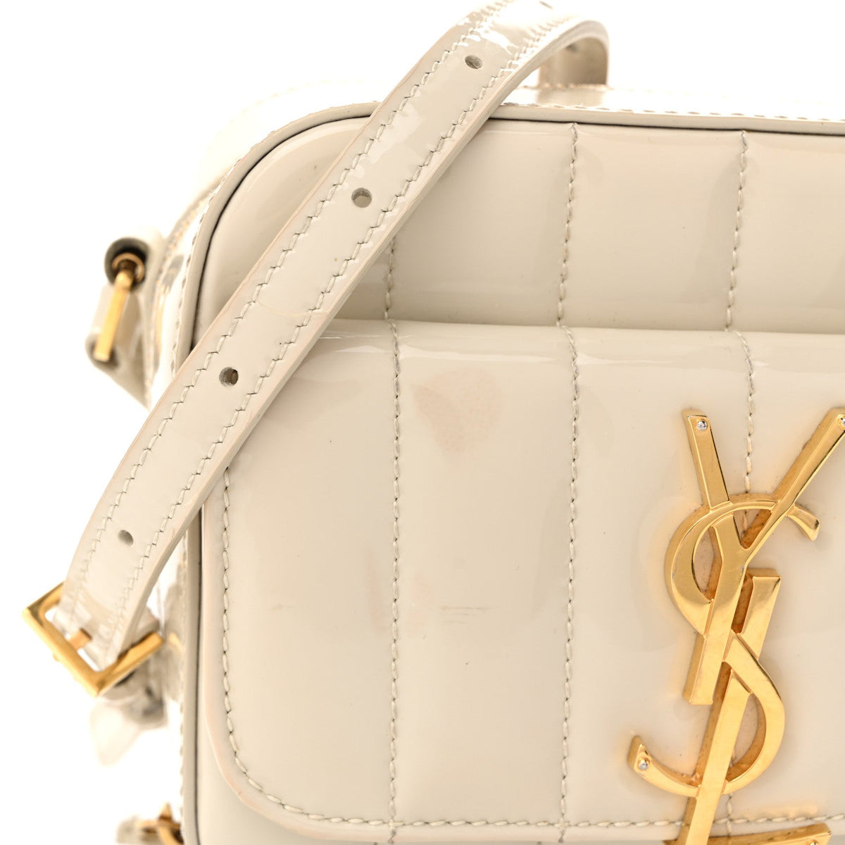 Patent Matelasse Monogram Toy Vicky Camera Bag Off White