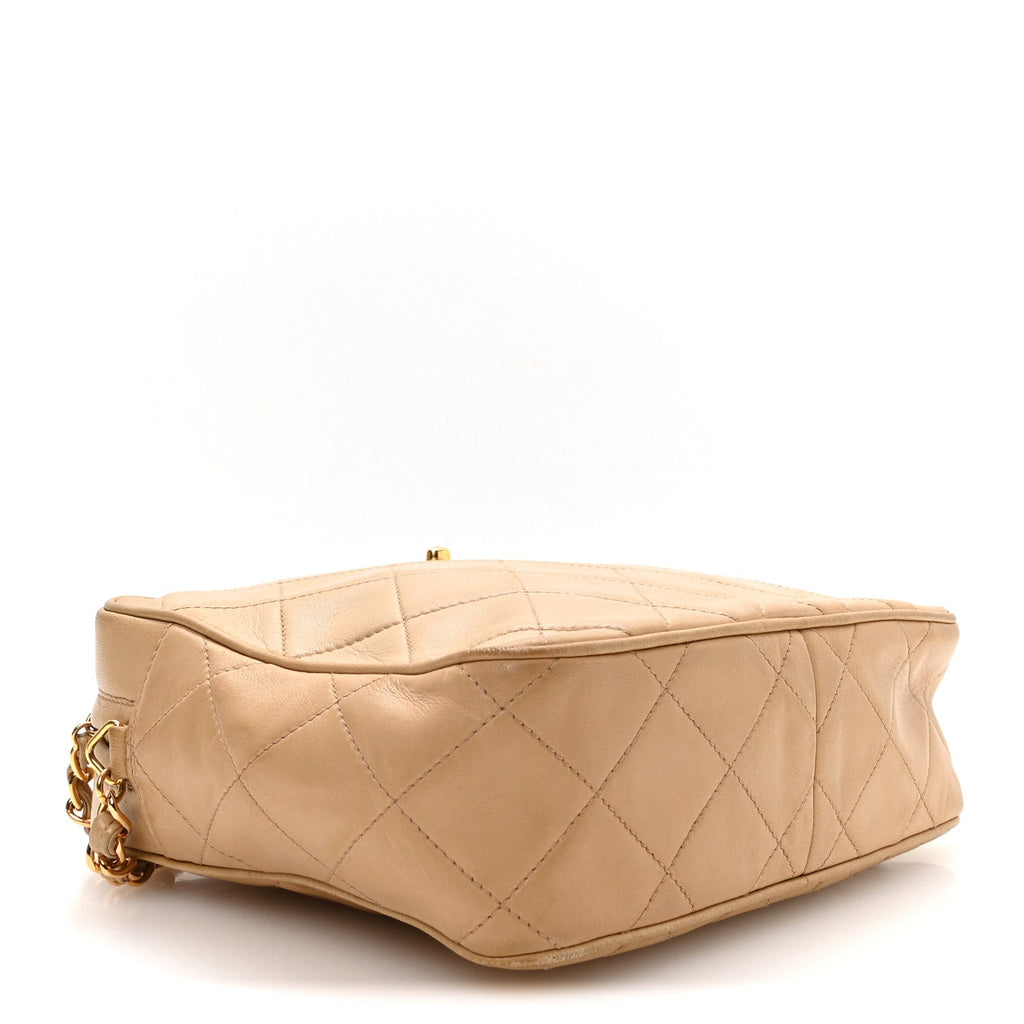Lambskin Quilted Camera Case Beige