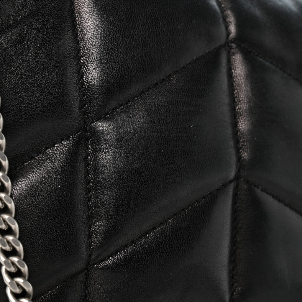 Lambskin Quilted Toy Loulou Puffer Monogram Chain Satchel Black