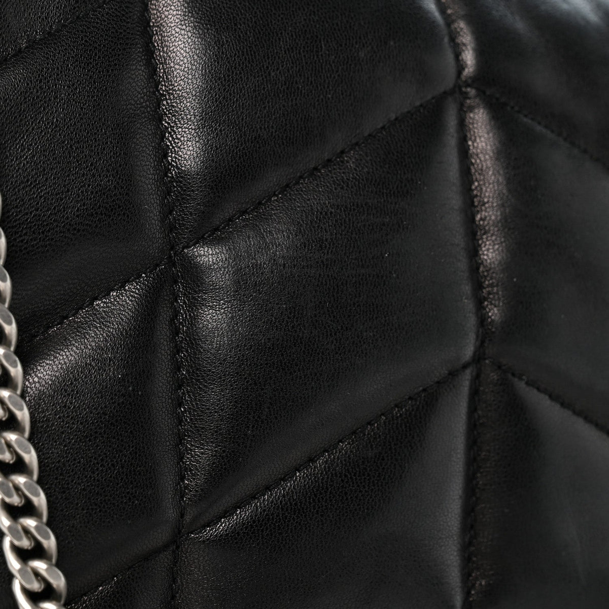 Lambskin Quilted Toy Loulou Puffer Monogram Chain Satchel Black