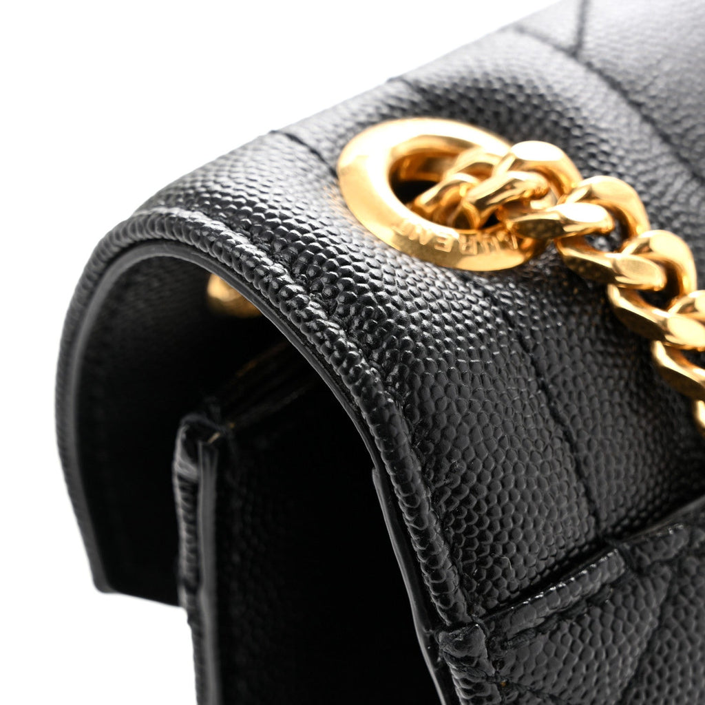 Grain De Poudre Textured Mixed Matelasse Large Triquilt Monogram Satchel Black