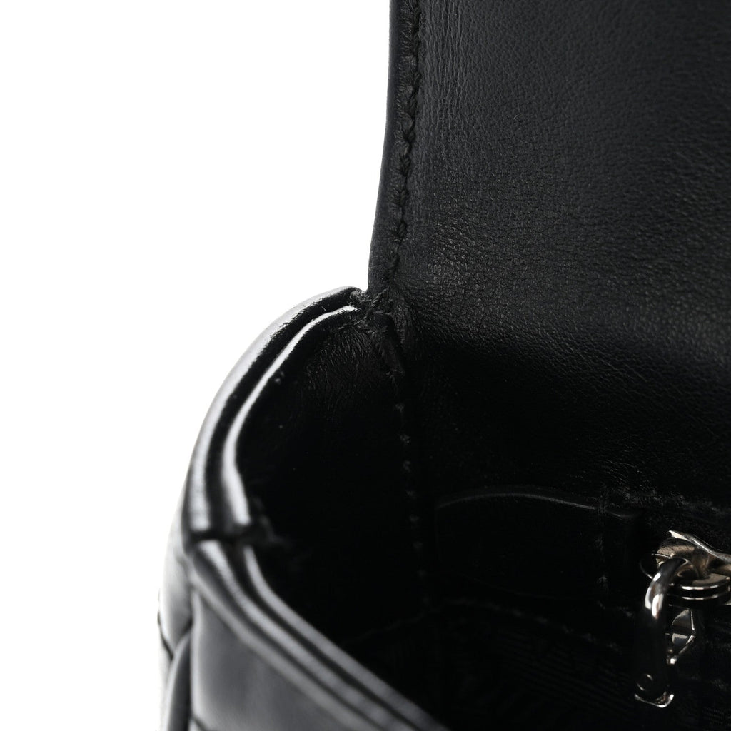 Soft Calfskin Impunture Diagramme Medium Chain Flap Shoulder Bag Black