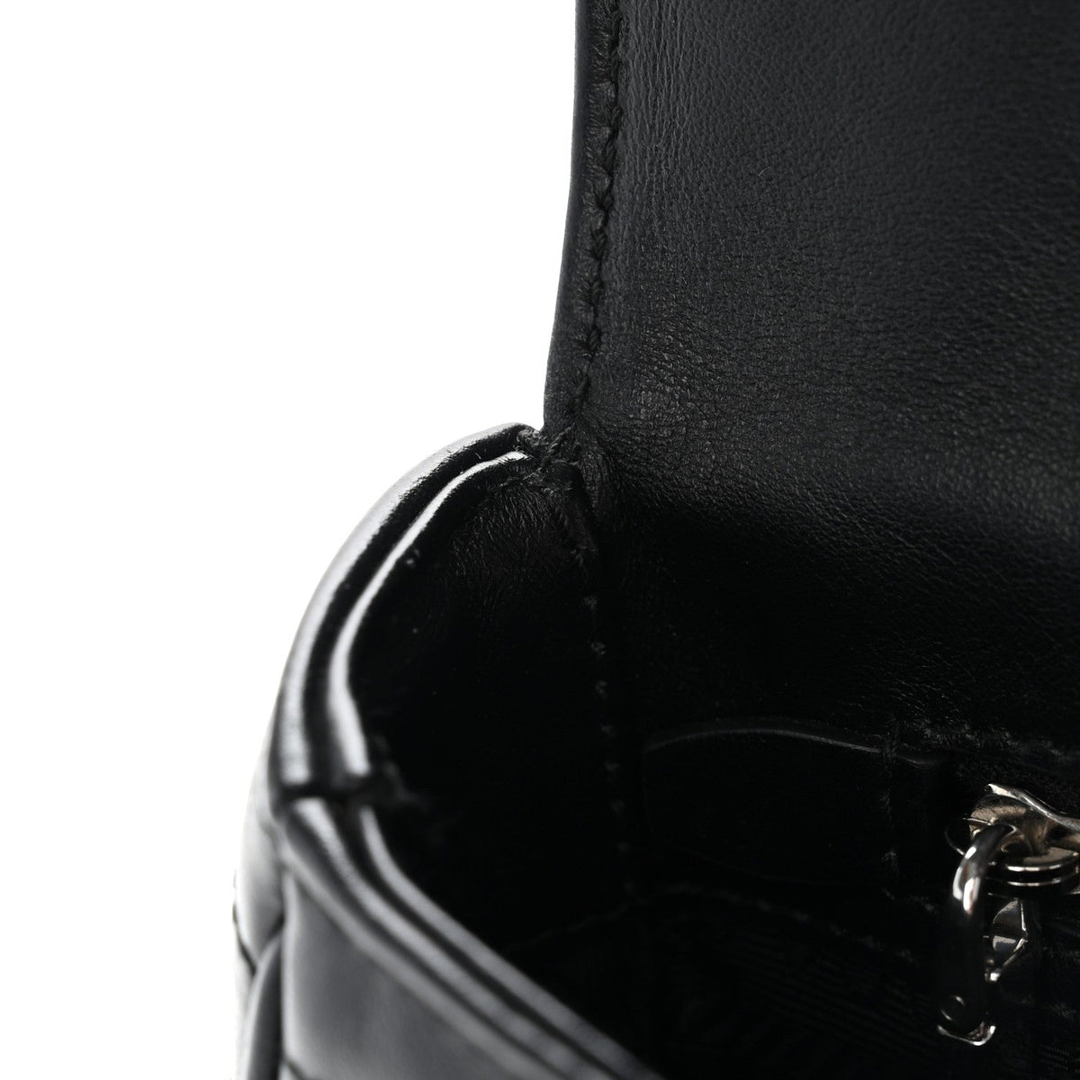 Soft Calfskin Impunture Diagramme Medium Chain Flap Shoulder Bag Black