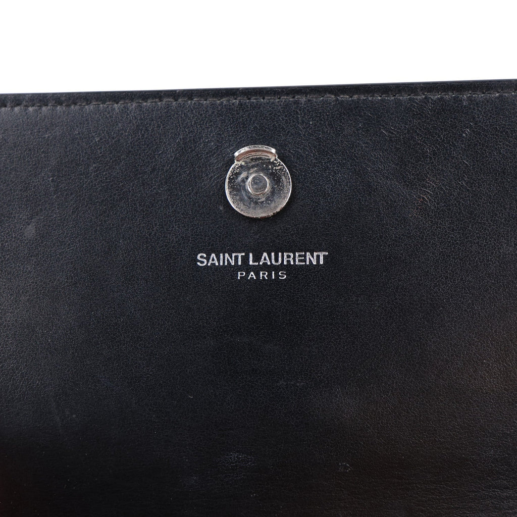 Calfskin Crocodile Embossed Monogram Sunset Chain Wallet Black