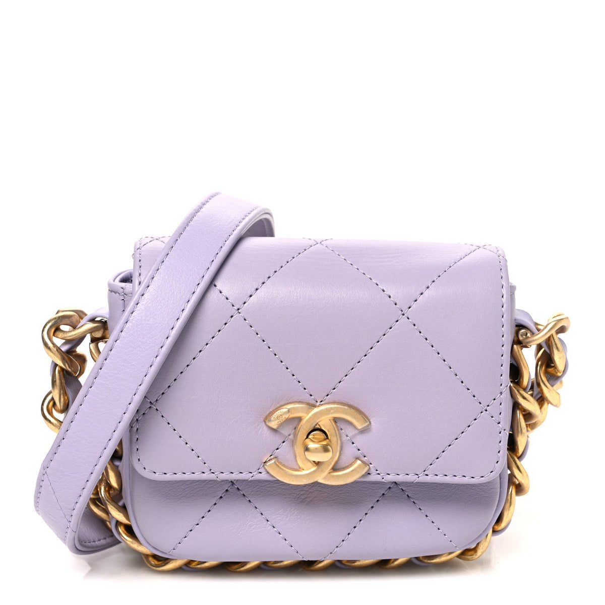 Calfskin Quilted Mini Framing Chain Bag Light Purple