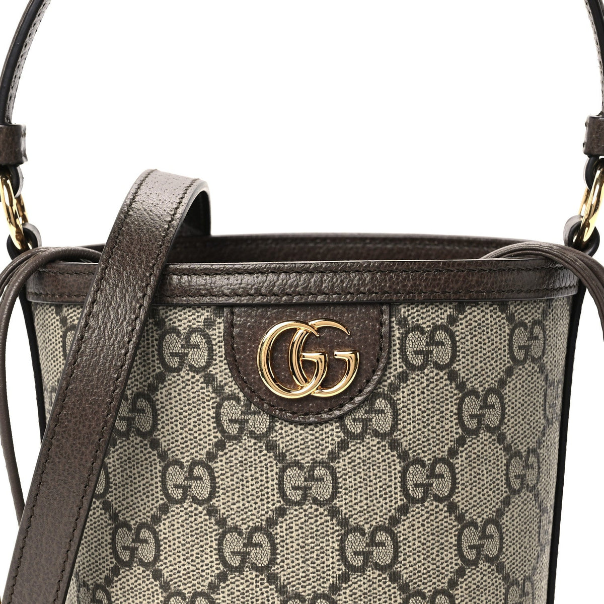 GG Supreme Monogram Ophidia Mini Bucket Bag Beige Ebony