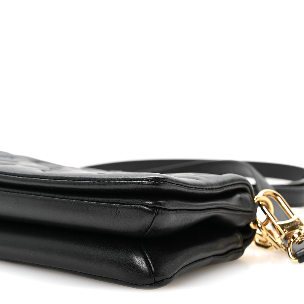 Lambskin Embossed Monogram Pochette Coussin Crossbody Black