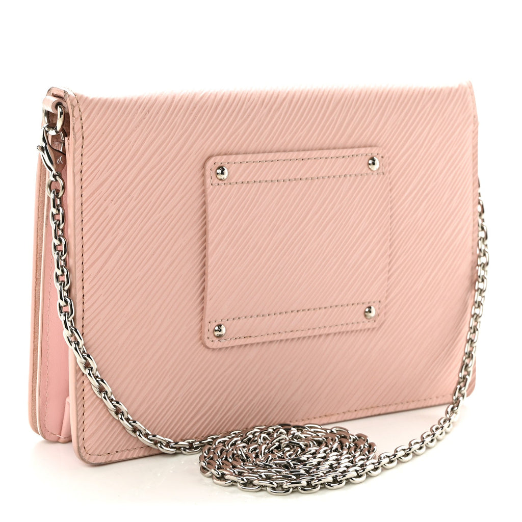 Epi Twist Belt Chain Wallet Rose Ballerine