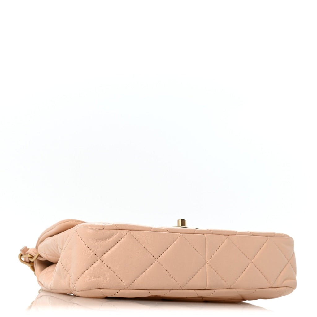 Lambskin Quilted Medium Fancy Jewel Flap Pink