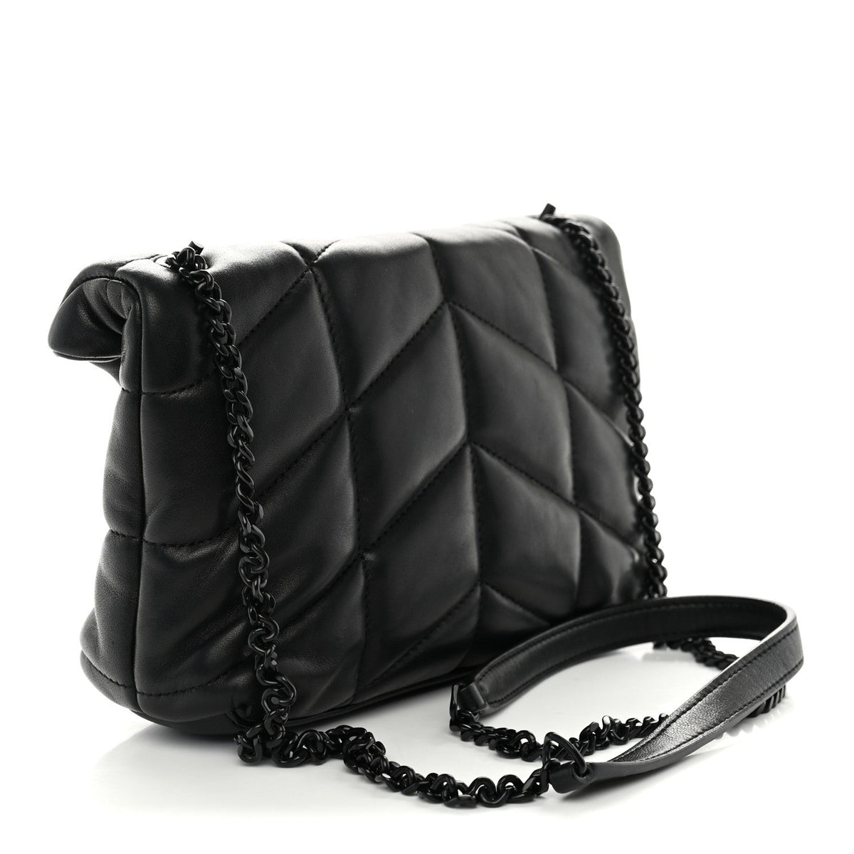 Lambskin Quilted Toy Loulou Puffer Monogram Monochrome Chain Satchel Black